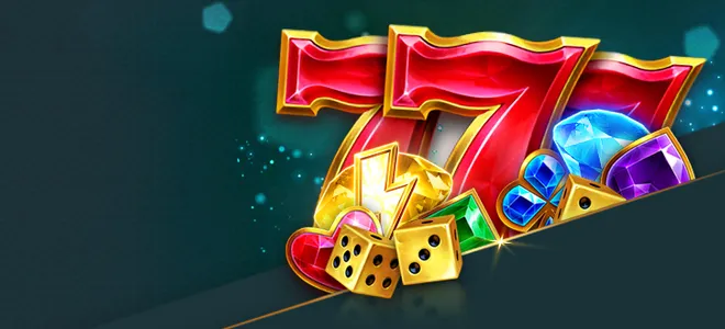The Clubhouse Casino bonuses artwork with lucky sevens, gems and dice